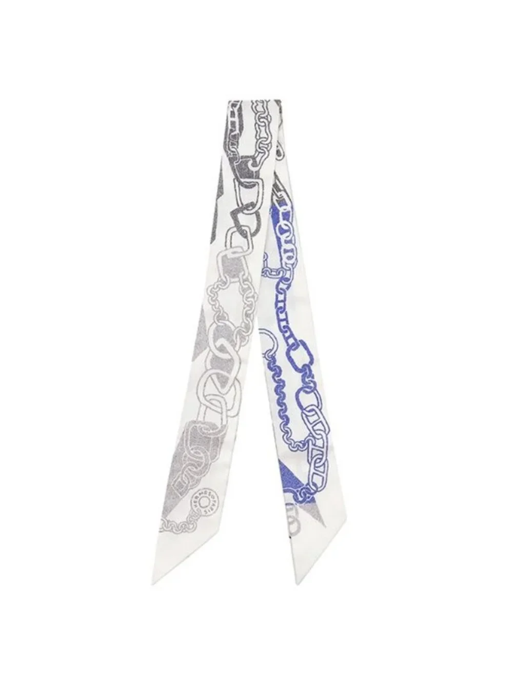 Hermes Scarf Twilly Silk White Anthracite Ankle Boucle